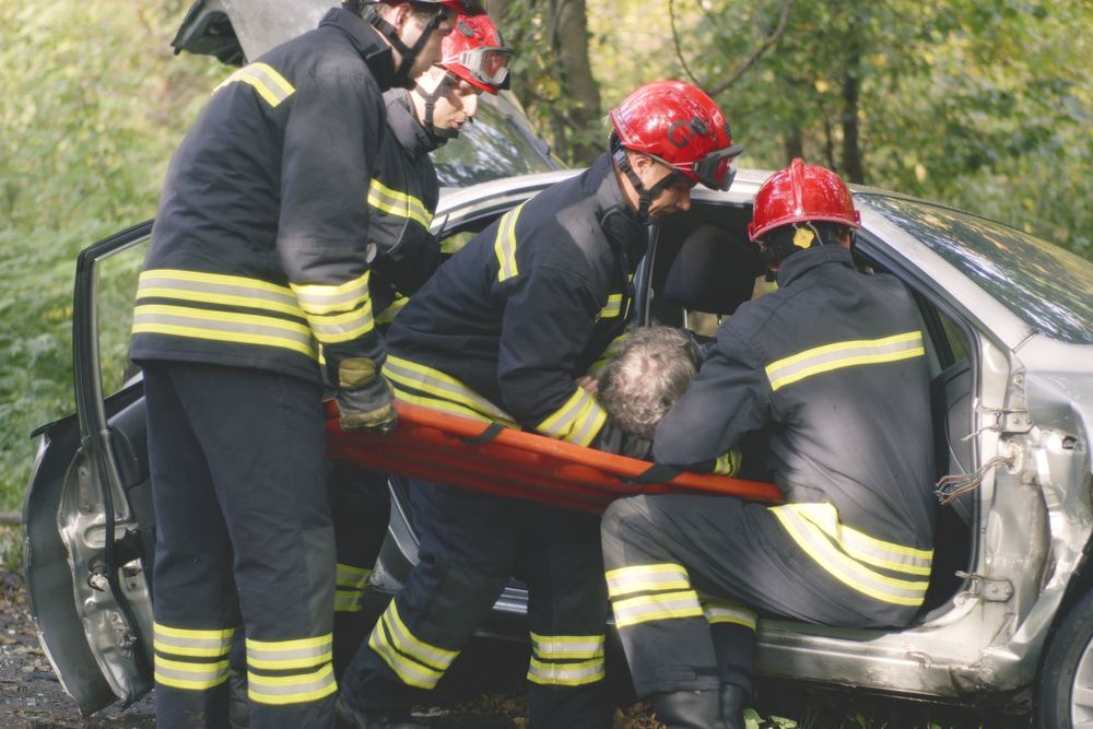 Emergency responders at a vehicle collision
